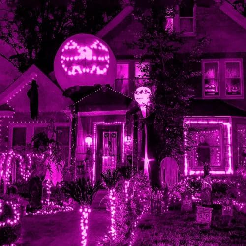 HISHINY Halloween Lights Outdoor,144LED 6ftx6ft Purple Net Lights with Connectable, Waterproof,UL Certified and Durable Black Wire Design for Bushes,Trees, Outdoor Indoor Party Decorations - Image 4