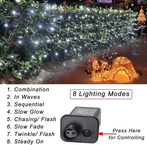 Pooqla Cool White Net Lights, 28x 5ft Christmas Lights Outdoor Green Wire - Image 2