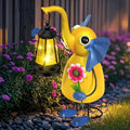 Solar Garden Lights 14.17in Metal Elephant Statue with Solar Lantern Lights by EDOF