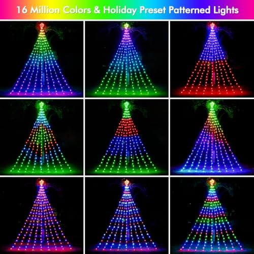 16.4FT Outdoor Smart RGB Christmas Waterfall String Lights with Star - Image 5