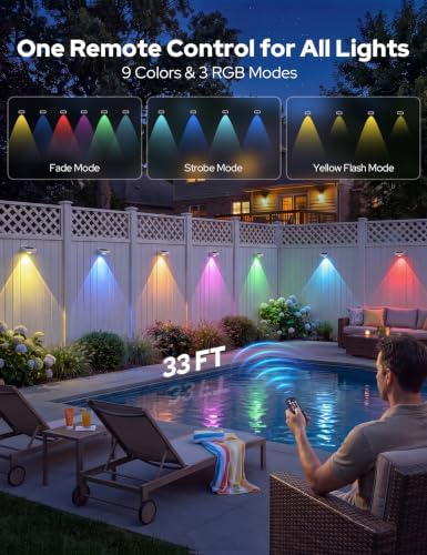 JOFIOS Fence Lights Solar Powered with Remote, Vinyl Fence Lights IP65 - Image 2