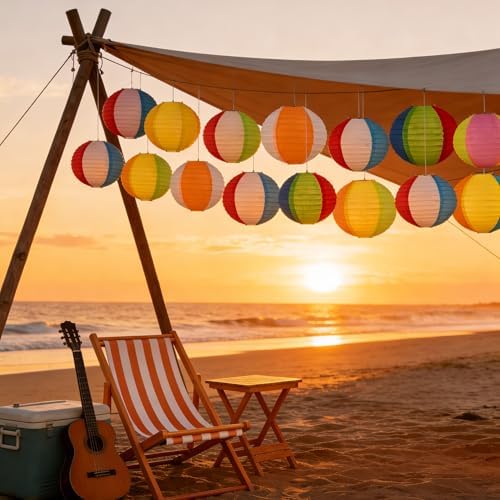 ‎Renbuzhu 45Pcs Pool Summer Party Decorations Beach Ball Paper Lanterns - Image 4