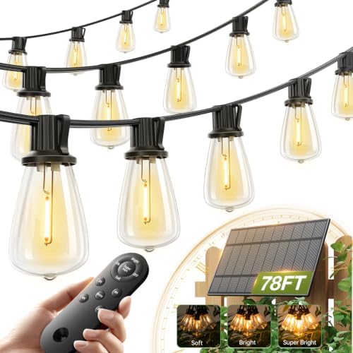 addlon 72FT Solar String Lights Waterproof with Remote & USB, Patio Lights by addlon