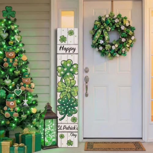 Threehoney 47" Large St. Patrick's Day Porch Sign Irish Welcome Sign Shamrock Wooden Tall Porch Decor Rustic Farmhouse Front Door Decor for Irish Holiday Outdoor Home Yard Entryway Gift by Threehoney