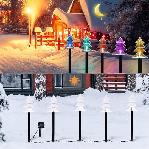 Christmas Decorations Outdoor, Solar Tree Pathway Lights, 10 PCS - Image 2