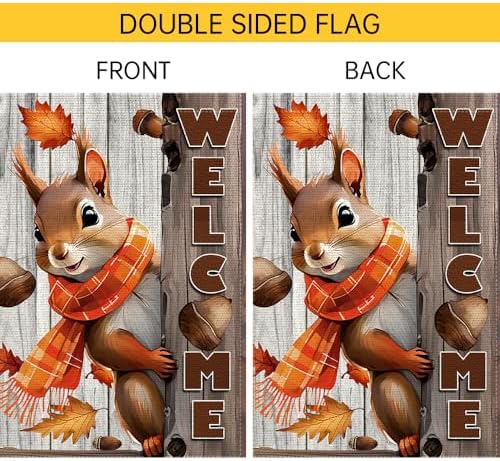 Welcome Fall Garden Flag 12x18inch The Nut Squirrel Fall Autumn Thanksgiving Garden Flags Yard Porch House Flag Double-Side For Home Outdoor Yard Patio Lawn Decor, Garden Decorations - Image 6