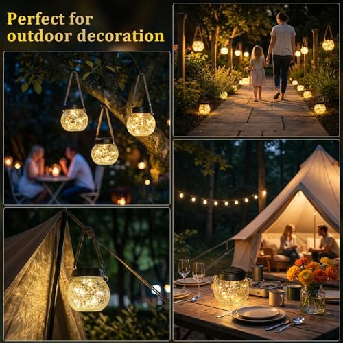ROSHWEY 6 Pack M Size Solar Lantern Gifts for Women, Hanging Garden Decor Solar Lights Outdoor Waterproof with 15 LED for Halloween Christmas Easter Gift - Image 4