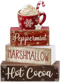 Moucuny 4 Pcs Hot Cocoa Wooden Signs Farmhouse Tiered Tray Decor by Moucuny