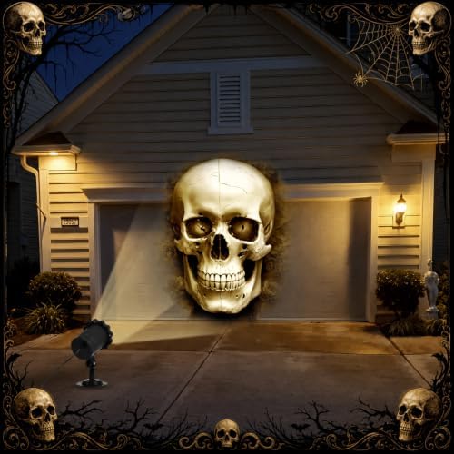 Treela Halloween Skull Projector Light Outdoor Skull Decorations, White - Image 2
