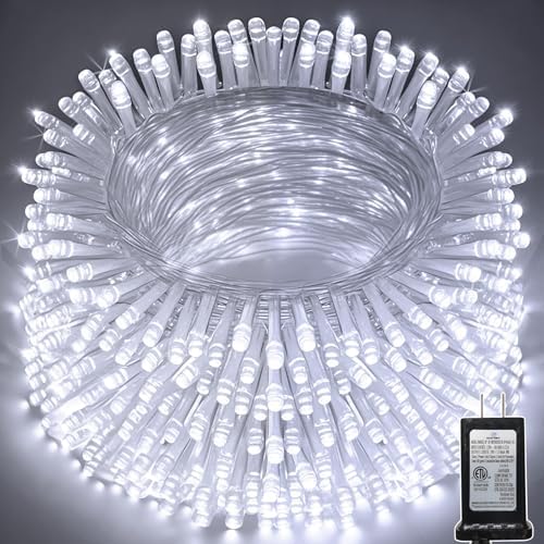 328 FT Christmas Light1000 LED Xmas Lights OutdoorChristams String Lights Waterproof 8 Modes & Timer, Fairy Lights Plug in for Weeding, Patio, Party, Holiday,Christmas Decor (Cool White) by Unknown