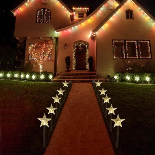 Christmas Decorations Outdoor, Solar Stars Pathway Lights, 5 PCS - Image 5