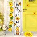 Summer Sunflower Welcome Porch Sign Wooden 47" H Bee Vertical Decor by Chitidr
