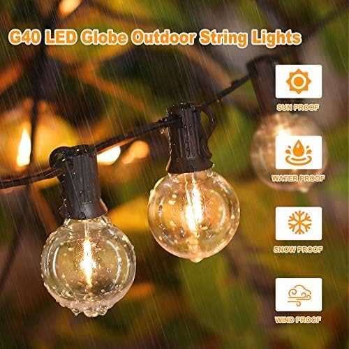 Bosceos 25FT Outdoor G40 LED Globe String Lights Waterproof Shatterproof - Image 4