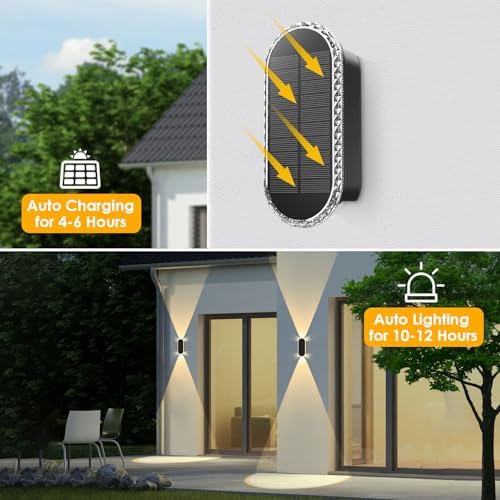 LIANGLOME 2PK Solar Fence Lights Outdoor - 3000/4000/6000K 3 Modes, IP65 Waterproof Fence Lights Solar Powered, Solar Wall Lights Outdoor for Backyard/Garden/Patio/Garage and Wall Decor - Image 3