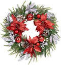 Christmas Wreaths for Front Door Decor Flower, 20" Poinsettia by Culudea