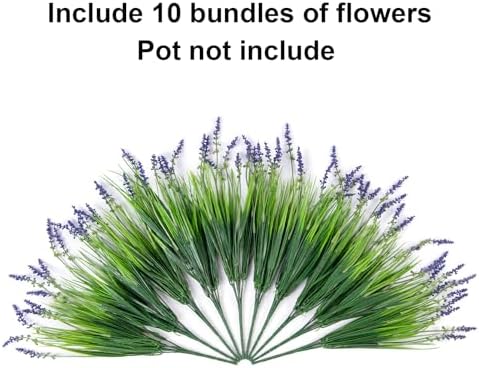 Artificial Fake Outdoor Plants Flowers for Decoration,10 Bundles 16.5" UV Resistant Plastic Tall Realistic Faux Monkey Grass Greenery Stems for Home Outside Planter Window Porch Patio Garden-Purple - Image 3