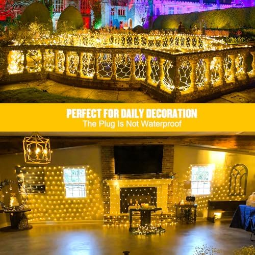 JMEXSUSS 360 LED Net Lights Outdoor, 12ft x 5ft, Plug in, Warm White - Image 4