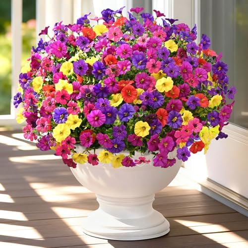 Yastouay Artificial Flowers for Outdoors, 14 Bundles Realistic Fake Flowers by Yastouay