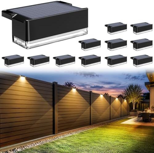 AUDERWIN Solar Fence Lights Outdoor 12 Pack-3000k/4000k/6000k, Waterproof by AUDERWIN