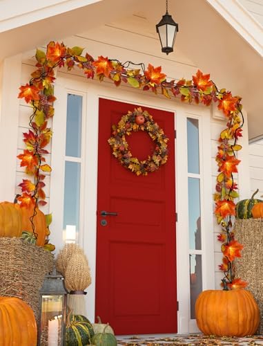 Thanksgiving Orange Maple Leaf Lights, 13.6FT Orange Fall Leaves String Lights, Waterproof Connectable Outdoor Patio String Lights for Indoor Home Outdoor Fall Decor Halloween Decorations - Image 7
