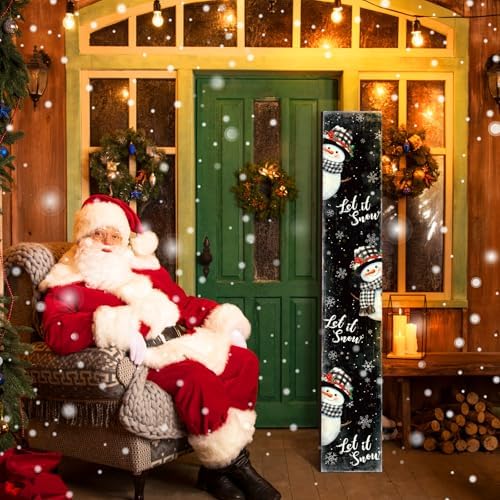 Winter Porch Sign 47" Outdoor Let It Snow Sign Wooden Snowman Vertical Winter Front Porch Decor Standing Rustic Christmas for Farmhouse Hanging Decoration - Image 6