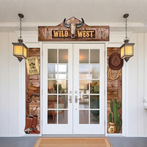 Tiamon West Cowboy Party Door Decorations Wild West Parties Decorations Banner Western Cowboy Porch Sign Rodeo Saloon Door Banner for Rustic Bar Birthday Photo Booth Props Party Supplies - Image 6
