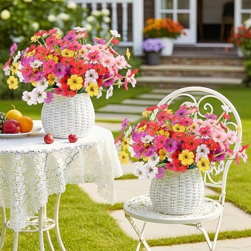 MACTING 6 Bundles Artificial Flowers for Outdoors, UV Resistant Faux Plants - Image 5