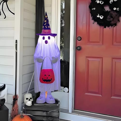 YUETJIN 37" Front Porch Halloween Ghost Décor, Trick or Treat Style - Image 5