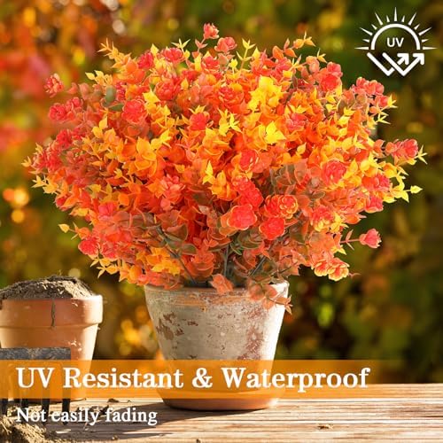 AGIRL Artificial Fall Flowers Fake Mums Outdoor,Faux Plant Porch Decor Home - Image 4