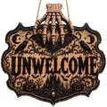 Halloween Decorations - Gothic Unwelcome Wooden Sign for Front Door by OHOME