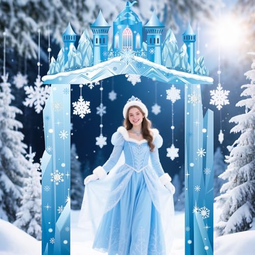Tiamon Snow Castle Banners 2026 Vbs Princess Birthday Door Entrance Decorations Ice Snowflake Hanging Door Banner Backdrop for Girls Winter Wonderland Holiday Photo Booth Props Supplies - Image 7