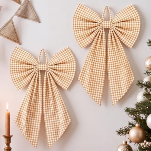 Suncalla 2 Pcs Yellow Christmas Gingham Wreath Bows 18'' x 12'' by Unknown
