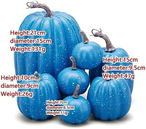 Lizxun 7Pcs Artificial Pumpkins Halloween Decoration, Lifelike Simulation Mixed Harvest Fall Foam Pumpkins for Halloween Thanksgiving Home Party Supplies (Sky Blue 01-7pcs) - Image 4