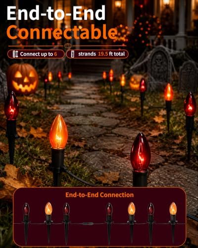 Halloween Pathway Lights with 10 C9 Incandescent Glass Bulbs - Image 3