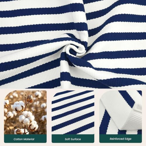 KOZYFLY Striped Rug 3x5 ft Front Door Rugs Blue White Cotton Woven Doormat - Image 5