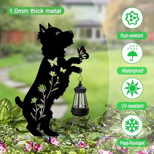 Yorkie Gifts for Women,Dog Solar Lights Outdoor Pathway Yard Garden Stakes - Image 2