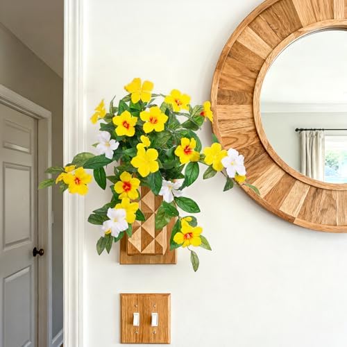 INXUGAO Artificial Hanging Faux Flowers for Outdoors Planters 2PCS Fake Flowers Silk Hibiscus Flowers for Outside Outdoor Faux Hanging Plants UV Resistant Spring Home Front Porch Decoration - Image 7