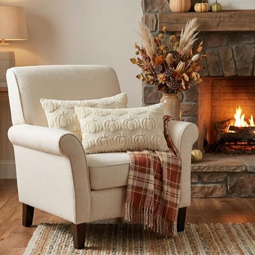 AVOIN colorlife Beige Fall Pumpkin Throw Pillow Covers 12x20 Inch - Image 4