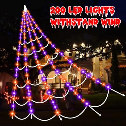 Halloween Decorations Outdoor Spider Web: Giant Light Up Spider Web Decor - Image 2