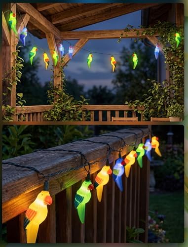 10 LED Tropical Beach Parrot Lights, 8.5Ft Camping String Lights Outdoor - Image 6