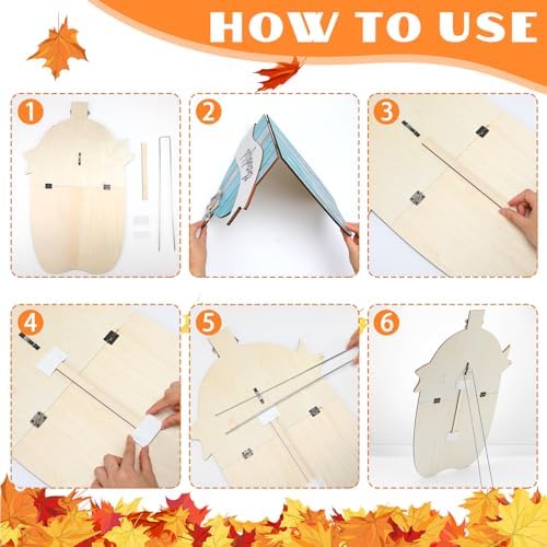 Kigley Set of 4 Fall Porch Decorations Outdoor Wood Pumpkin Fall Front Porch Decor Thanksgiving Autumn Yard Decor Welcome Sign for Decorating Outside Front Door Patio(Classic Style) - Image 3