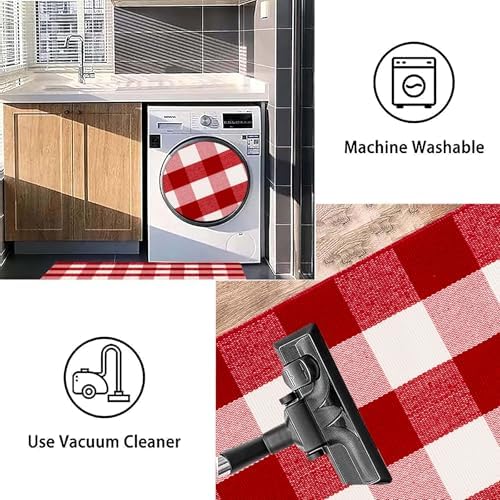 Christmas Outdoor Rugs 24 x 51''Red White Buffalo Plaid Front Porch Rug Hand-Woven Machine Washable Indoor/Outdoor Layered Door Mats for Entryway/Bedroom/Outdoor - Image 4