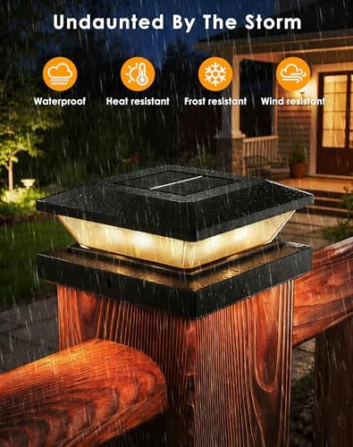 4x4 Solar Post Cap Lights - 6 Pack Fence Deck Post Solar Powered Lights - Image 5