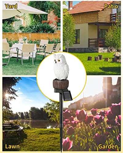 iStatue Solar Owl Garden Stake Lights, Realistic Resin Owl Outdoor Decor with Warm Glow, Waterproof Solar Yard Pathway Lawn Decoration Auto On/Off (1-Pack, Owl) - Image 7