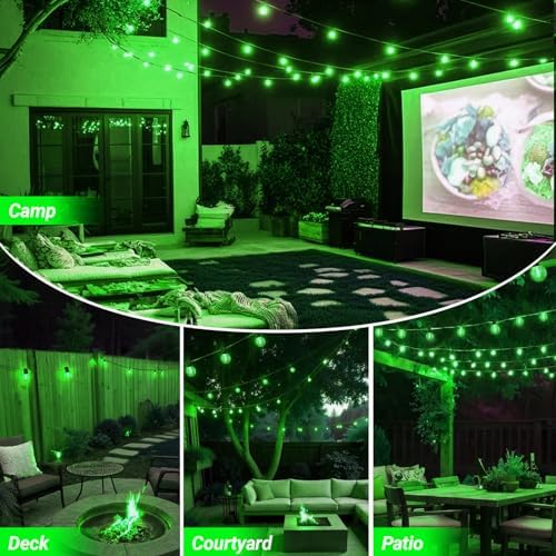 LAMPHOME LED Outdoor String Light, 26Feet Patio Lights with 12+1 Edison Shatterproof Bulbs(1Spare), UL Waterproof Outside Lights connectable Dimmable for Backyard Porch Decor,Green - Image 7