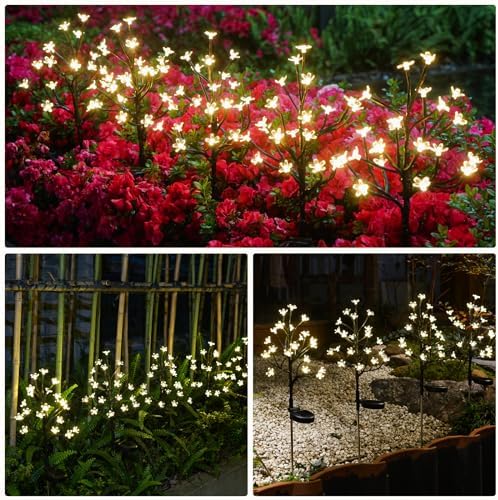 2 Pack Solar Lights Outdoor Waterproof, Garden Lights Solar Flowers - Image 5