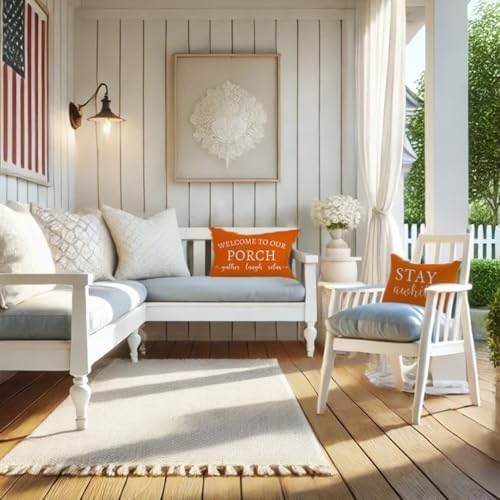 PANDICORN Outdoor Throw Pillow Covers 12x20 Set of 2 Fall Decor, Orange - Image 6
