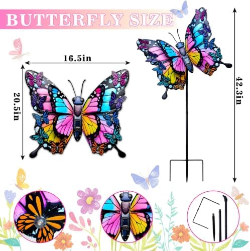Hexagram Butterfly Garden Decor, Butterfly Solar Lights for Outside Lawn - Image 2