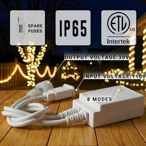 100ft Rope Lights For Outside, Connectable & Flexible Tube Lights with 8 Modes Controller,Waterproof Warm White LED Rope Lighting for Deck,Garden,Pool,Patio, Indoor & Outdoor Landscape Strip Lights - Image 2