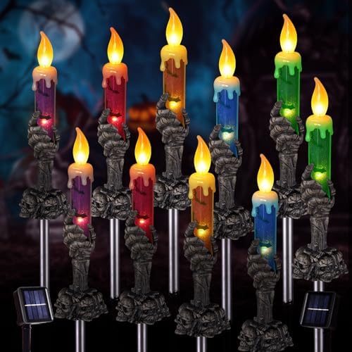 Halloween Decorations Outdoor, Solar Pathway Lights, 10 Pack by ILLUMINEW